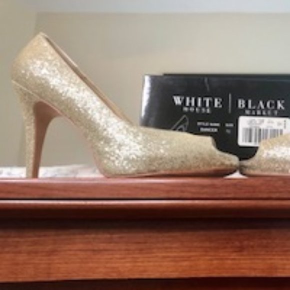 Gold Metallic Peep Toe Heels. Size 11 - Picture 2 of 4